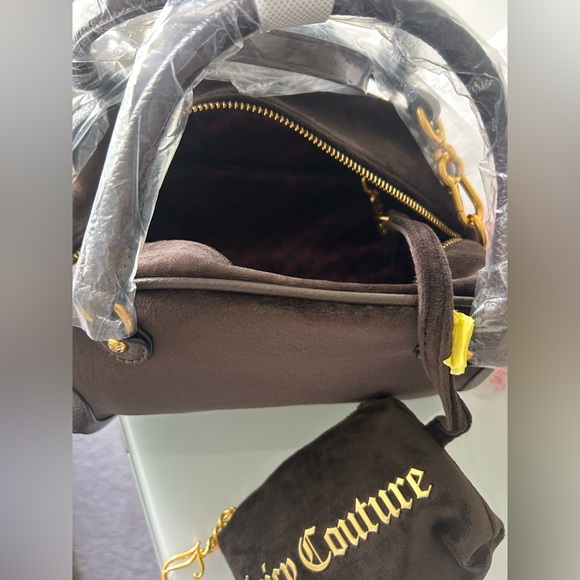 Viral Juicy Couture UK Brown Scottie Dog Velour Bowler Bag - Picture 6 of 8